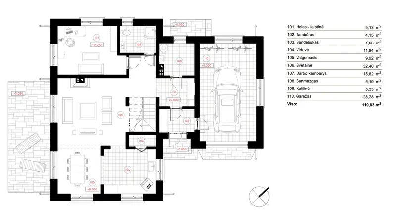 Parter 6 – Projekt domu z poddaszem użytkowym o pow. 210 m², 4 Sypialnie — 38570R