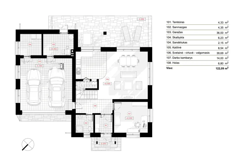 Parter 6 – Projekt domu piętrowego o pow. 190 m², 3 Sypialnie — 82008R