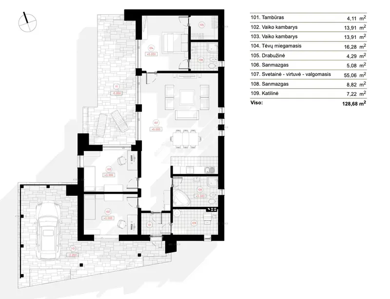 Parter 6 – Projekt domu parterowego o pow. 129 m², 3 Sypialnie — 71388R