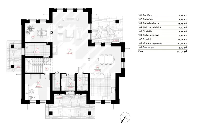 Parter 6 – Projekt domu piętrowego o pow. 233 m², 3 Sypialnie — 84432R