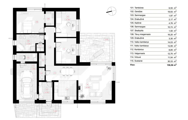 Parter 6 – Projekt domu parterowego o pow. 159 m², 3 Sypialnie — 41036R