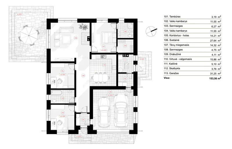 Parter 6 – Projekt domu parterowego o pow. 154 m², 3 Sypialnie — 68935R