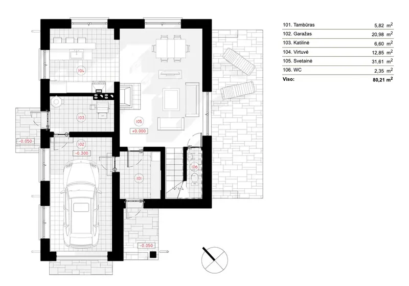 Parter 7 – Projekt domu piętrowego o pow. 146 m², 3 Sypialnie — 42222R