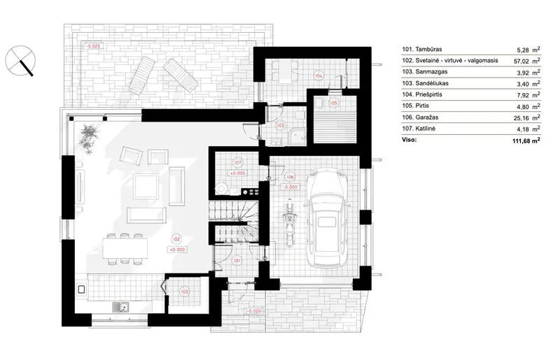 Parter 6 – Projekt domu piętrowego o pow. 182 m², 3 Sypialnie — 92111R