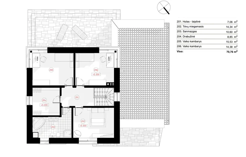 1. piętro 7 – Projekt domu piętrowego o pow. 182 m², 3 Sypialnie — 92111R