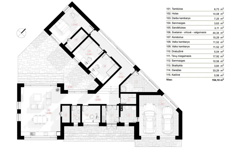 Parter 6 – Projekt domu parterowego o pow. 194 m², 3 Sypialnie — 98333R