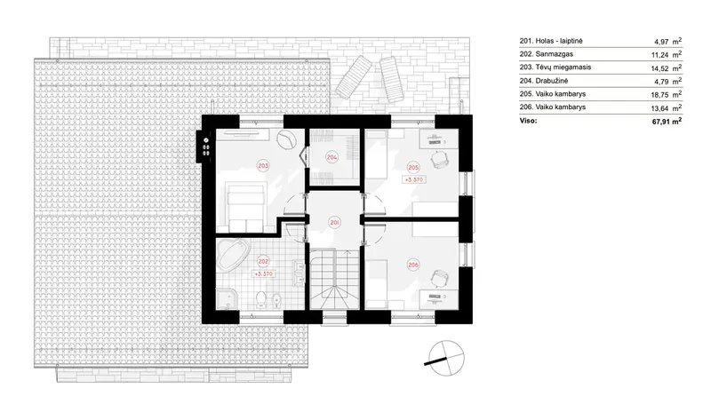 1. piętro 8 – Projekt domu piętrowego o pow. 180 m², 3 Sypialnie — 18859R