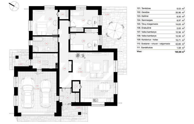 Parter 6 – Projekt domu parterowego o pow. 161 m², 3 Sypialnie — 47581R