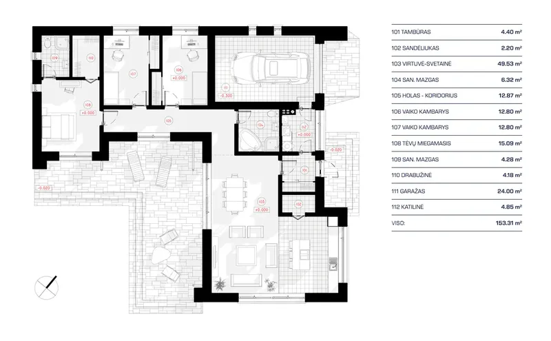 Parter 11 – Projekt domu parterowego o pow. 153 m², 3 Sypialnie — 31124R