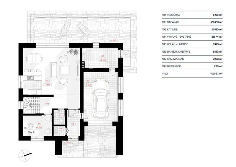 Parter 11 – Projekt domu piętrowego o pow. 167 m², 3 Sypialnie — 68159R