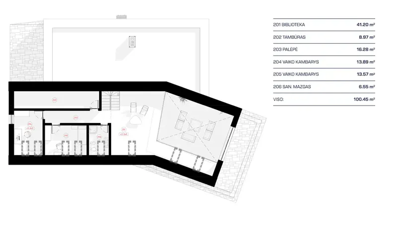 1. piętro 12 – Projekt domu z poddaszem użytkowym o pow. 303 m², 3 Sypialnie — 59489R