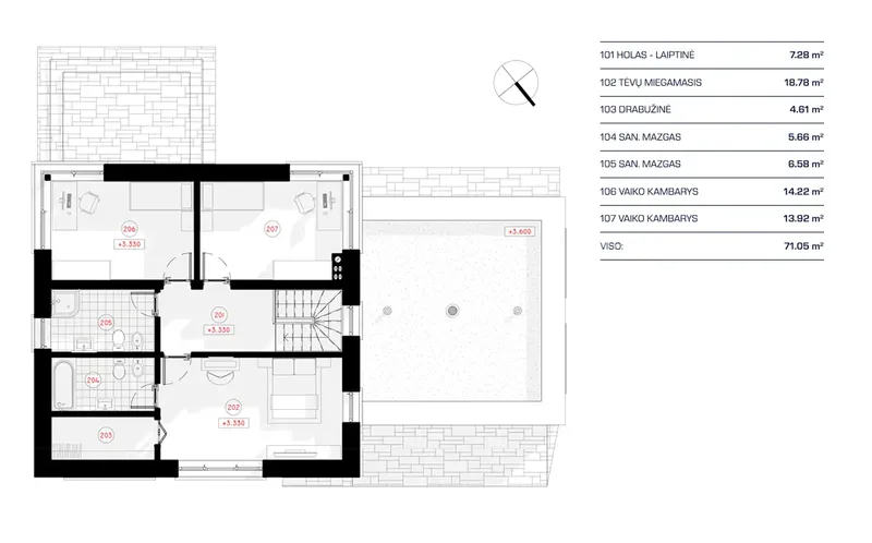 1. piętro 11 – Projekt domu piętrowego o pow. 178 m², 3 Sypialnie — 86455R