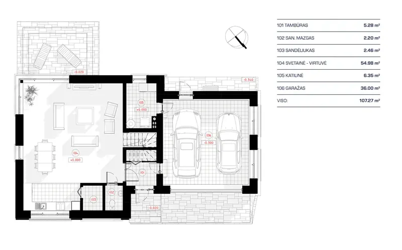Parter 10 – Projekt domu piętrowego o pow. 178 m², 3 Sypialnie — 86455R