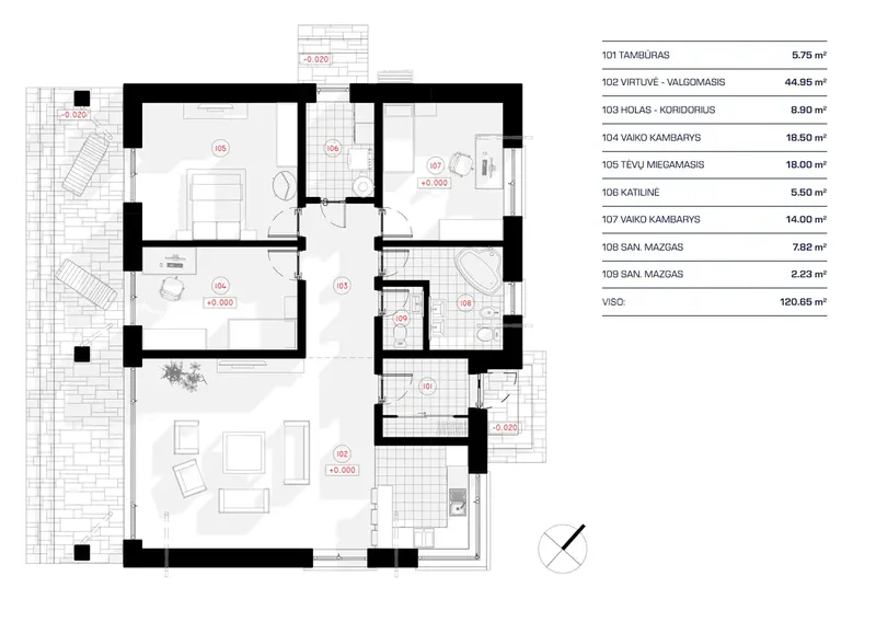 Parter 10 – Projekt domu parterowego o pow. 121 m², 3 Sypialnie — 50696R