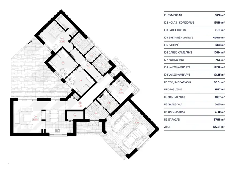 Parter 11 – Projekt domu parterowego o pow. 197 m², 3 Sypialnie — 73604R