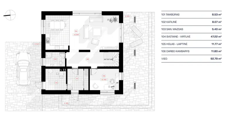 Parter 7 – Projekt domu piętrowego o pow. 183 m², 3 Sypialnie — 42715R