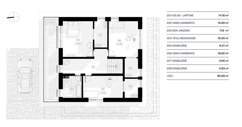 1. piętro 8 – Projekt domu piętrowego o pow. 183 m², 3 Sypialnie — 42715R