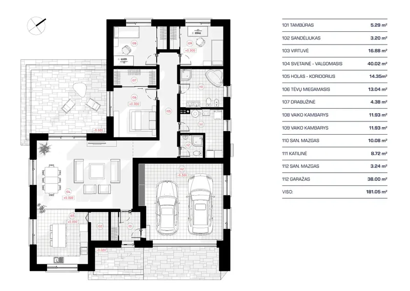 Parter 11 – Projekt domu parterowego o pow. 181 m², 3 Sypialnie — 41580R