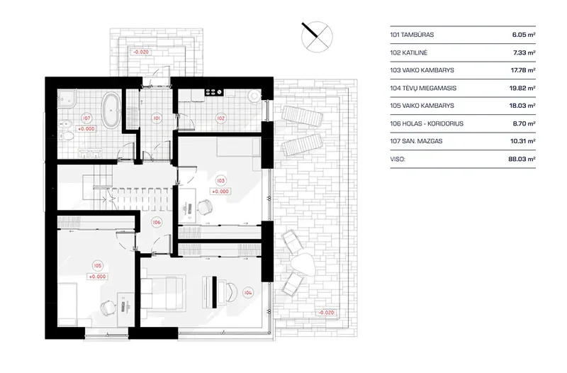 Parter 12 – Projekt domu piętrowego o pow. 191 m², 3 Sypialnie — 31185R