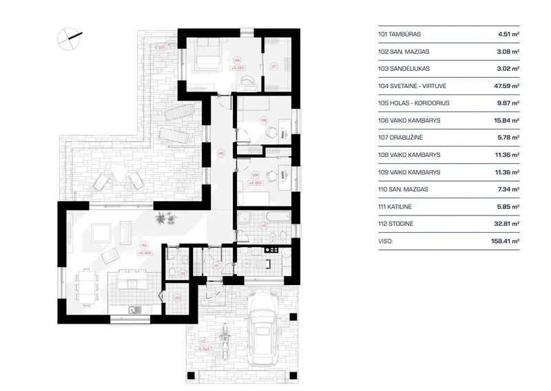 Parter 11 – Projekt domu parterowego o pow. 126 m², 3 Sypialnie — 12881R