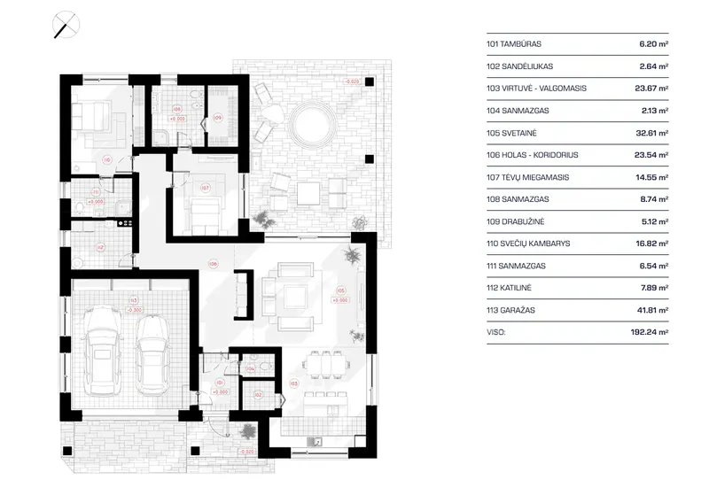 Parter 11 – Projekt domu parterowego o pow. 192 m², 2 Sypialnie — 81532R