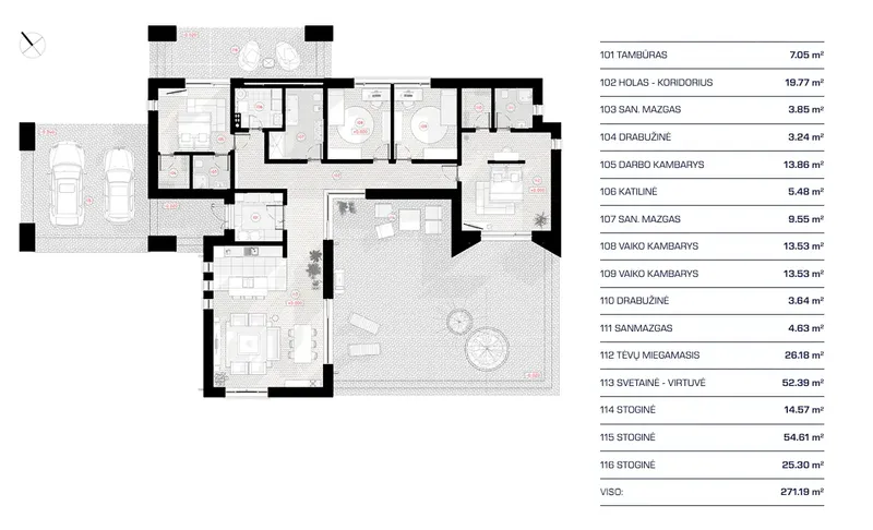 Parter 11 – Projekt domu parterowego o pow. 177 m², 4 Sypialnie — 78321R