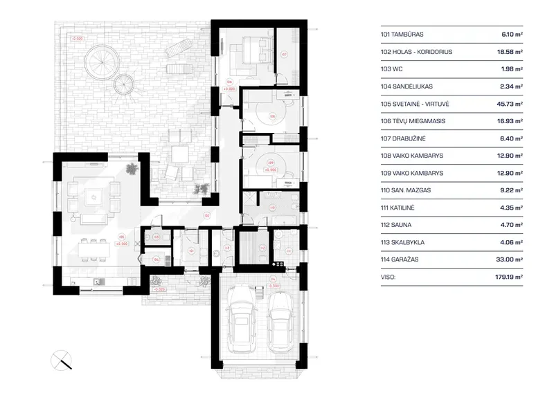 Parter 11 – Projekt domu parterowego o pow. 179 m², 3 Sypialnie — 72423R