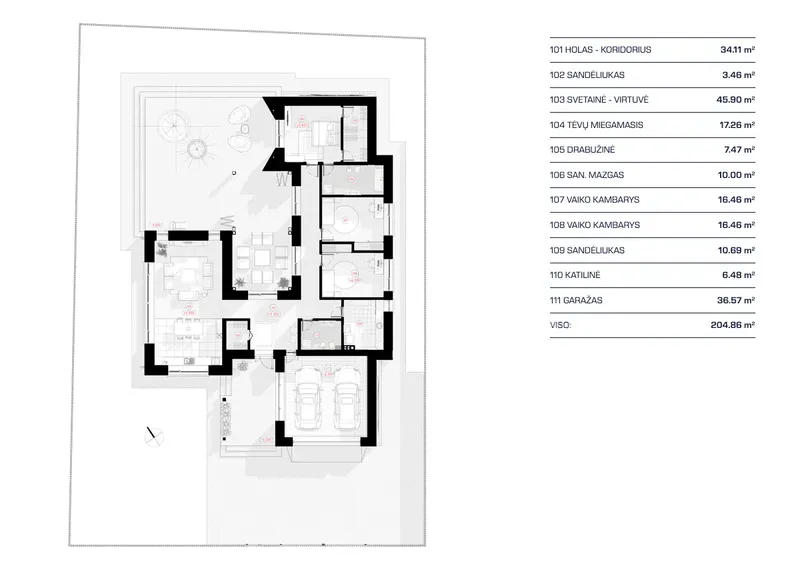 Parter 10 – Projekt domu parterowego o pow. 205 m², 3 Sypialnie — 64836R