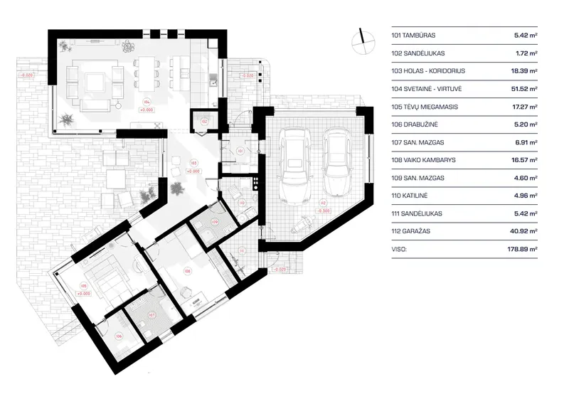 Parter 11 – Projekt domu parterowego o pow. 179 m², 2 Sypialnie — 35917R