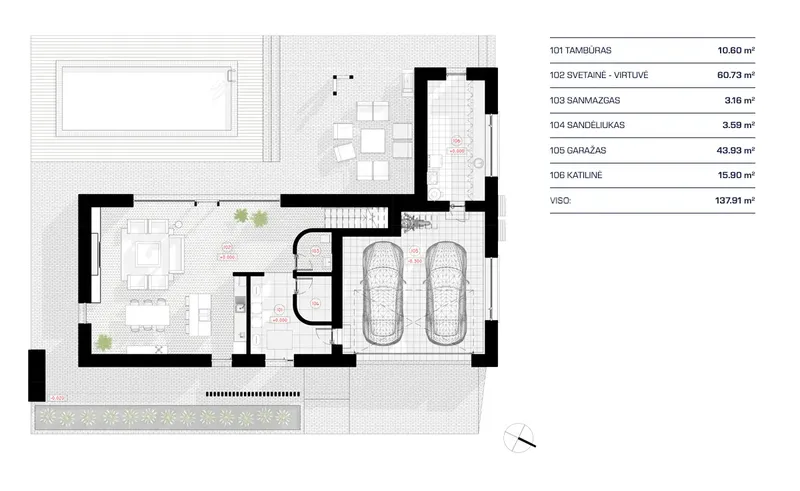 Parter 11 – Projekt domu piętrowego o pow. 233 m², 3 Sypialnie — 41846R