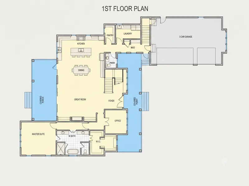 Parter 3 – Projekt domu z poddaszem użytkowym o pow. 388 m², 4 Sypialnie — 64726R