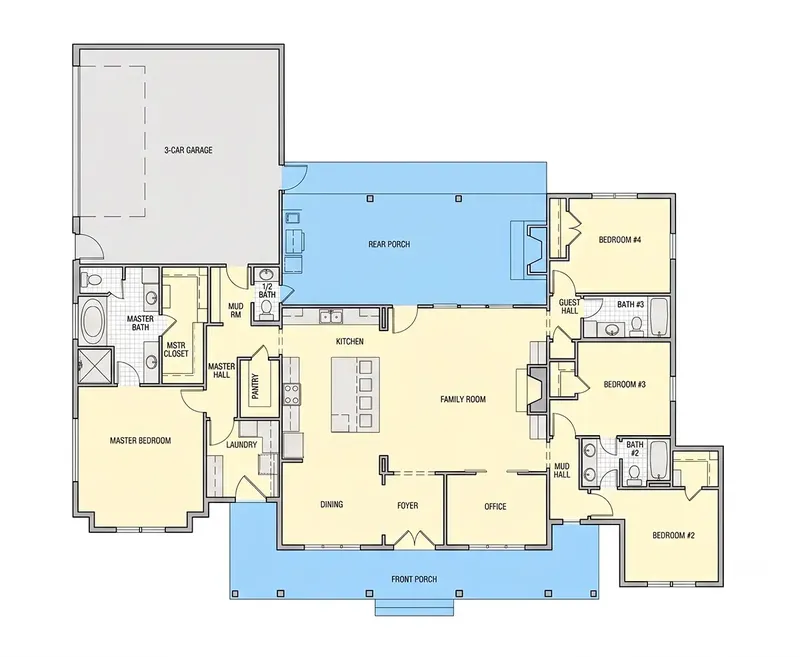 Parter 8 – Projekt domu parterowego o pow. 233 m², 4 Sypialnie — 38702R