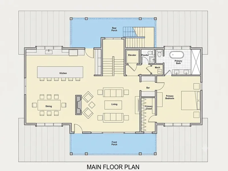 Parter 9 – Projekt domu dwupiętrowego o pow. 319 m², 4 Sypialnie — 25509R