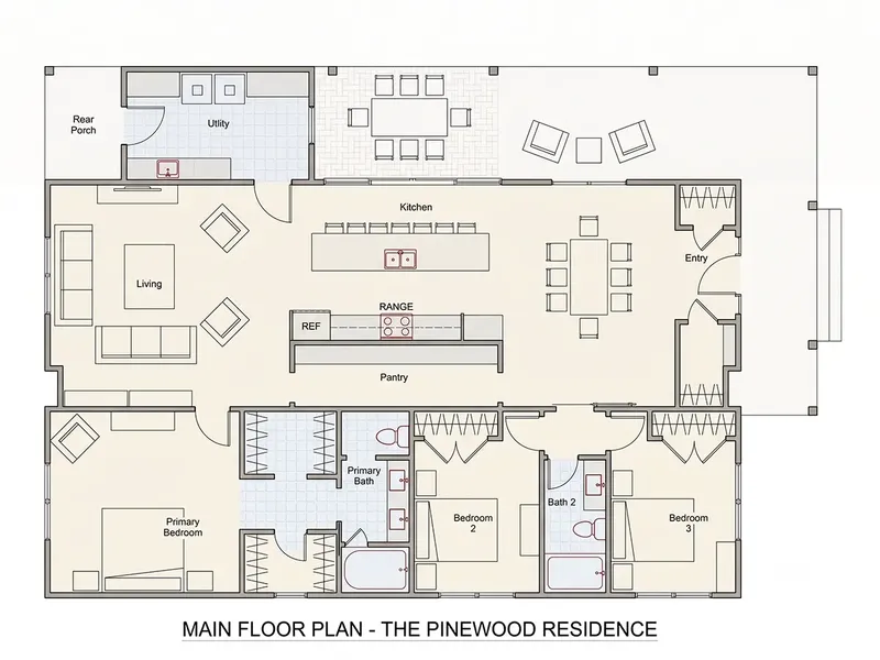 Parter 12 – Projekt domu parterowego o pow. 181 m², 3 Sypialnie — 95283R