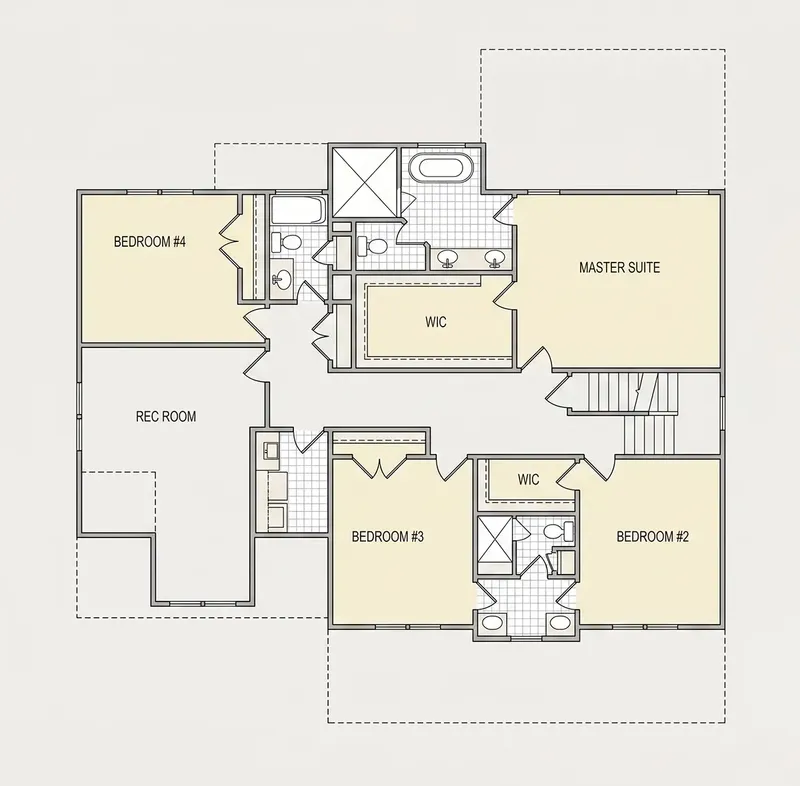 1. piętro 7 – Projekt domu piętrowego o pow. 341 m², 5 Sypialnie — 95630R