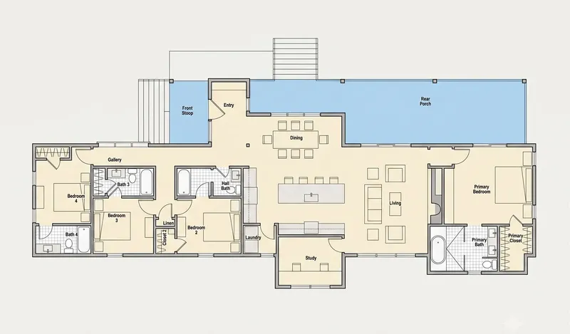 Parter 8 – Projekt domu parterowego o pow. 196 m², 4 Sypialnie — 31176R