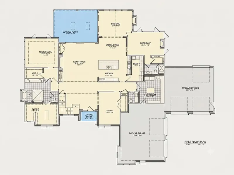Parter 9 – Projekt domu piętrowego o pow. 582 m², 4 Sypialnie — 93555R