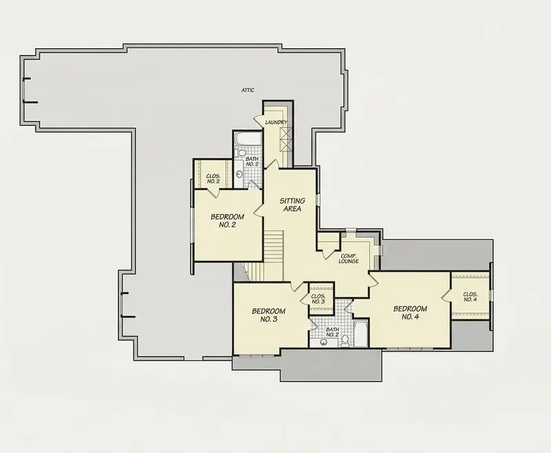 1. piętro 21 – Projekt domu z poddaszem użytkowym o pow. 481 m², 4 Sypialnie — 35310R