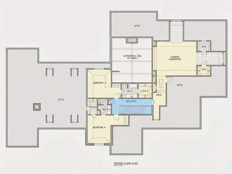1. piętro 3 – Projekt domu z poddaszem użytkowym o pow. 633 m², 4 Sypialnie — 99208R