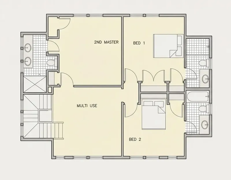 1. piętro 14 – Projekt domu z poddaszem użytkowym o pow. 233 m², 4 Sypialnie — 67118R