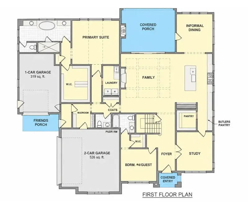 Parter 18 – Projekt domu piętrowego o pow. 397 m², 4 Sypialnie — 38077R