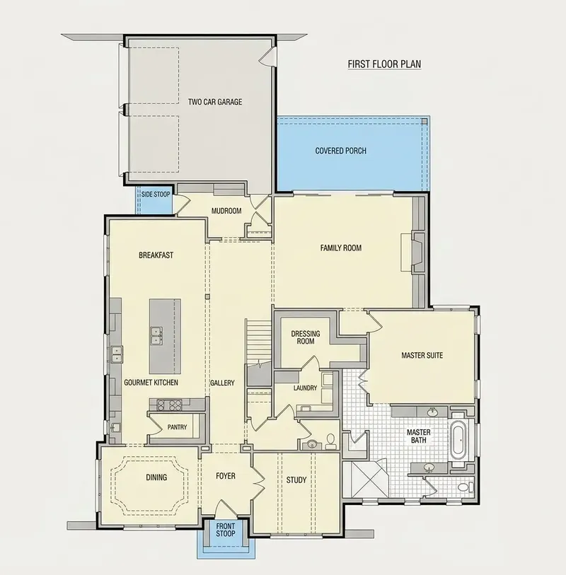 Parter 25 – Projekt domu piętrowego o pow. 433 m², 4 Sypialnie — 51188R