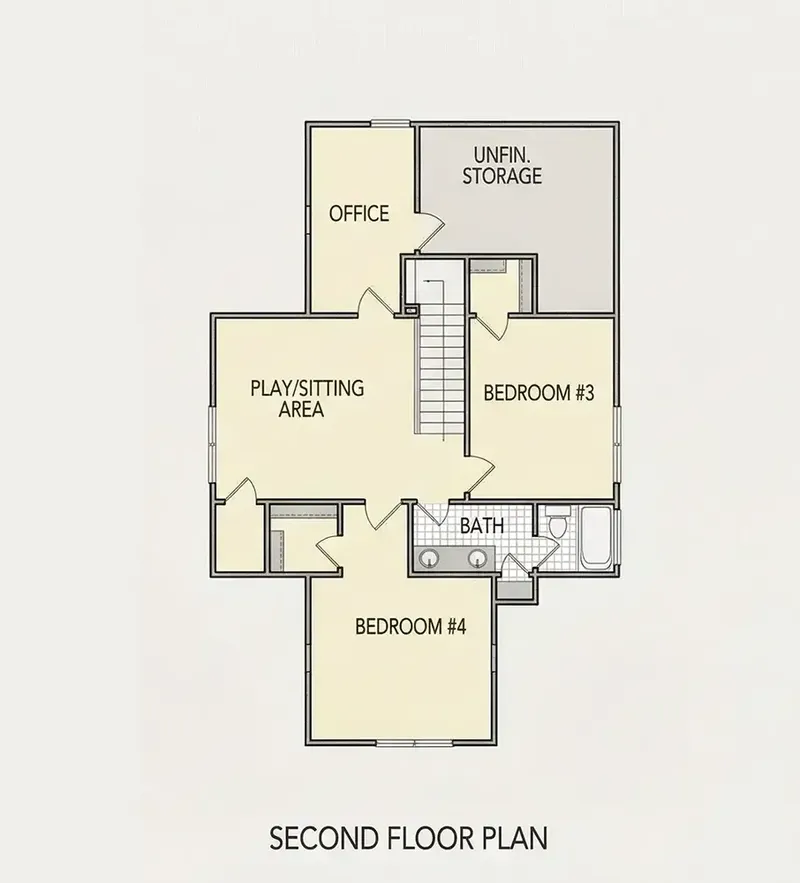 1. piętro 21 – Projekt domu z poddaszem użytkowym o pow. 235 m², 4 Sypialnie — 88702R