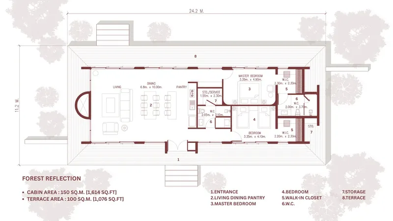 Parter 16 – Projekt domu parterowego o pow. 150 m², 2 Sypialnie — 99740R