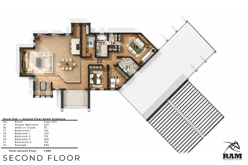 1. piętro 15 – Projekt domu z poddaszem użytkowym o pow. 647 m², 5 Sypialnie — 80207R
